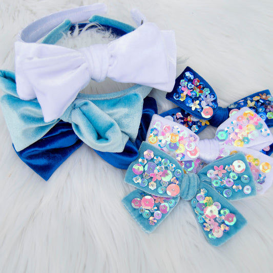 Velvet Sequin Bow Clip & Headband