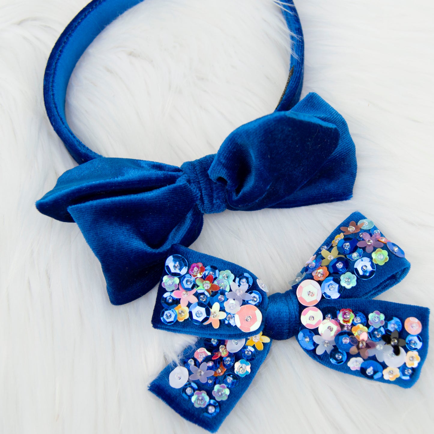 Velvet Sequin Bow Clip & Headband