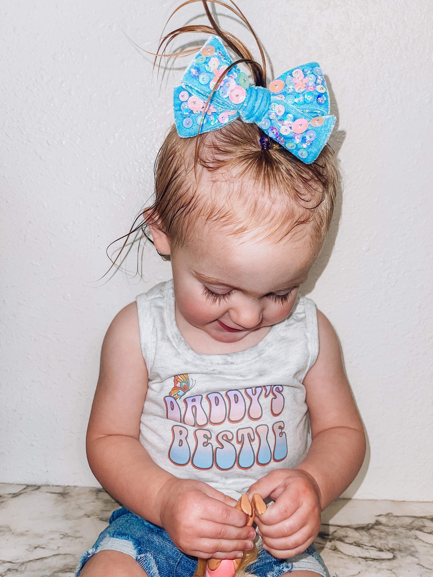 Velvet Sequin Bow Clip & Headband